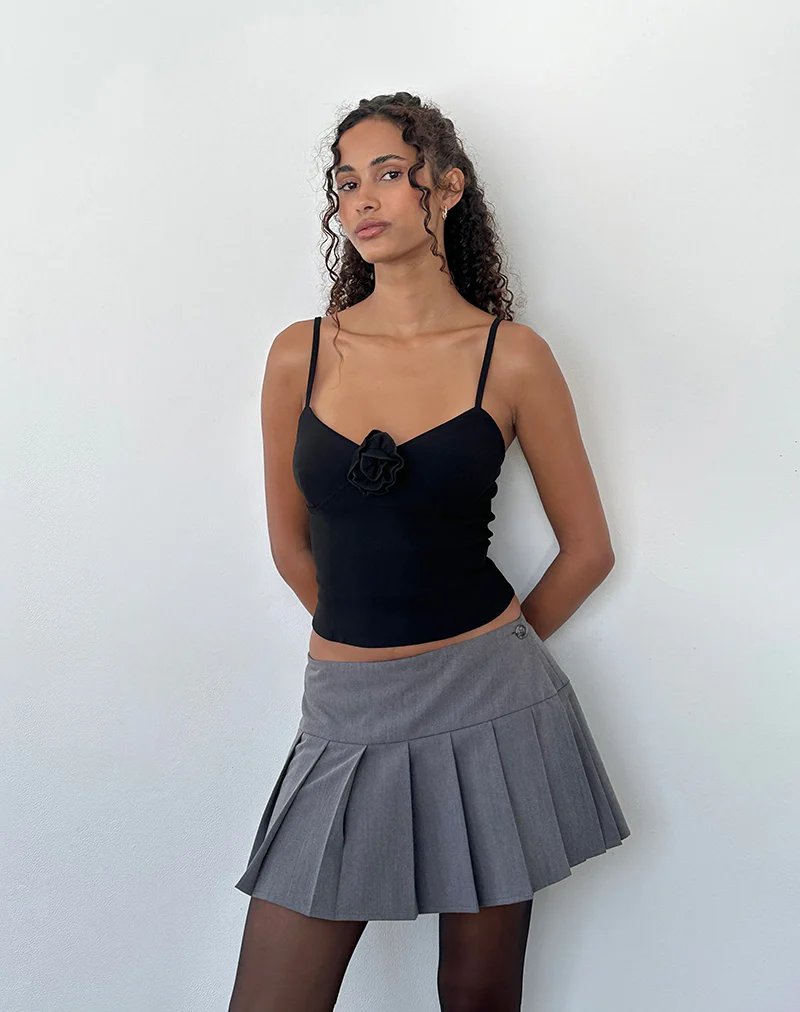 Indus Cami Top in Rosette Black - Awmao