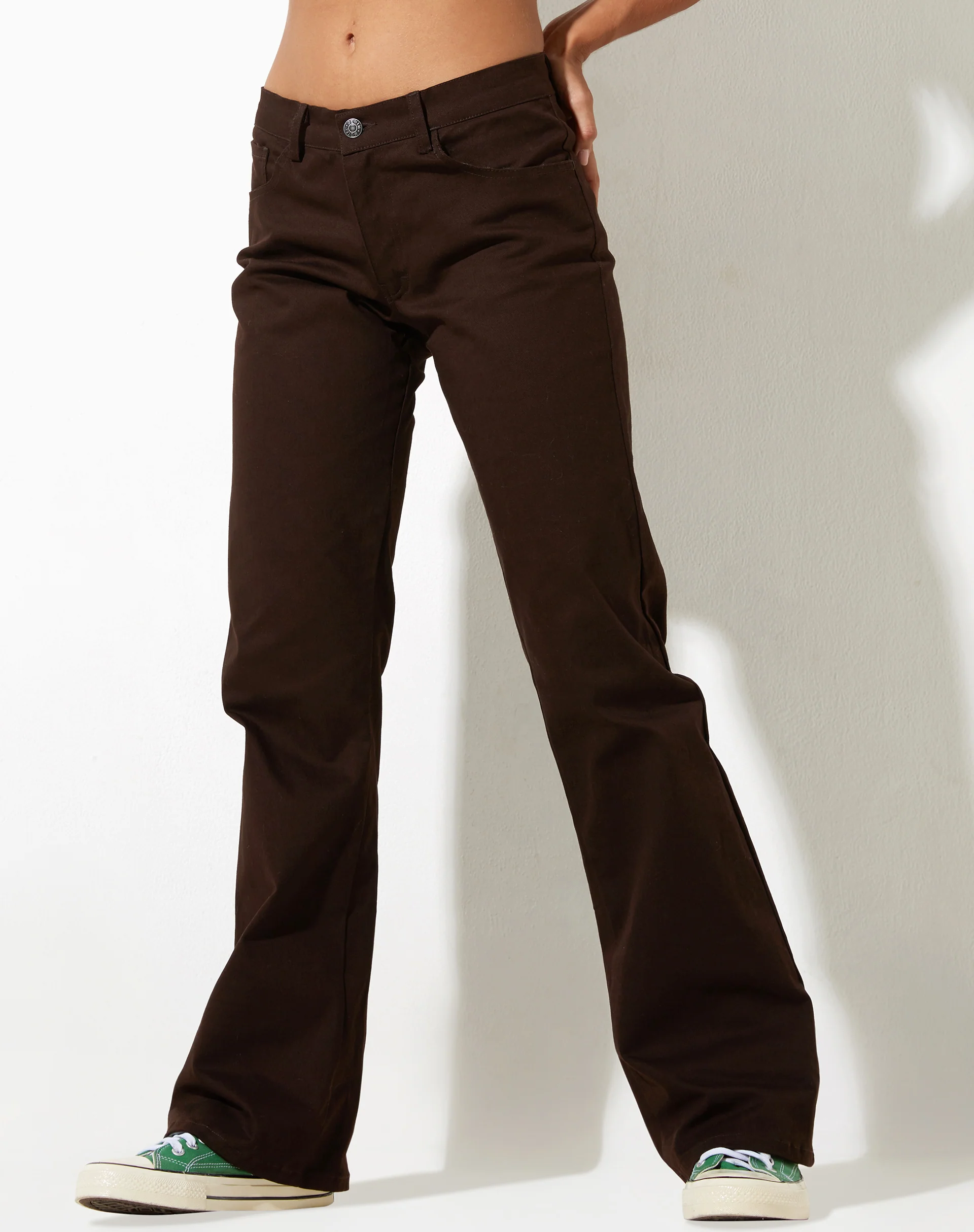 Jopan Flare Trouser in Twill Bitter Chocolate - Awmao