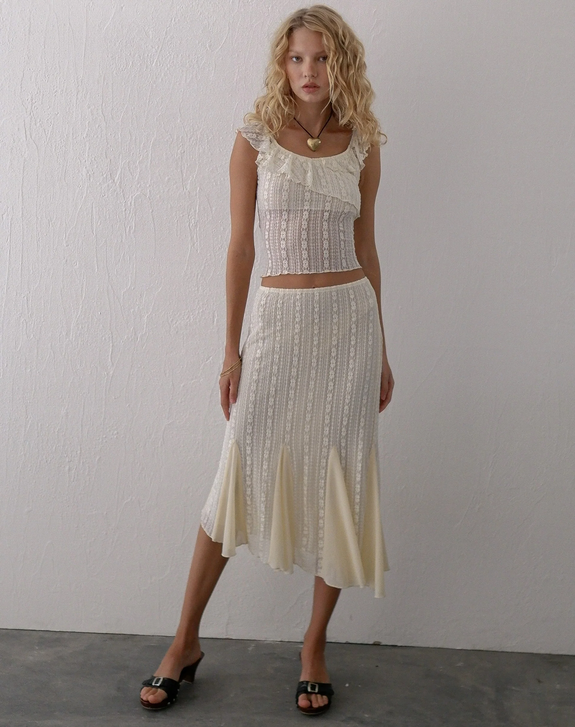 Simran Bardot top in Cream Lace - Awmao
