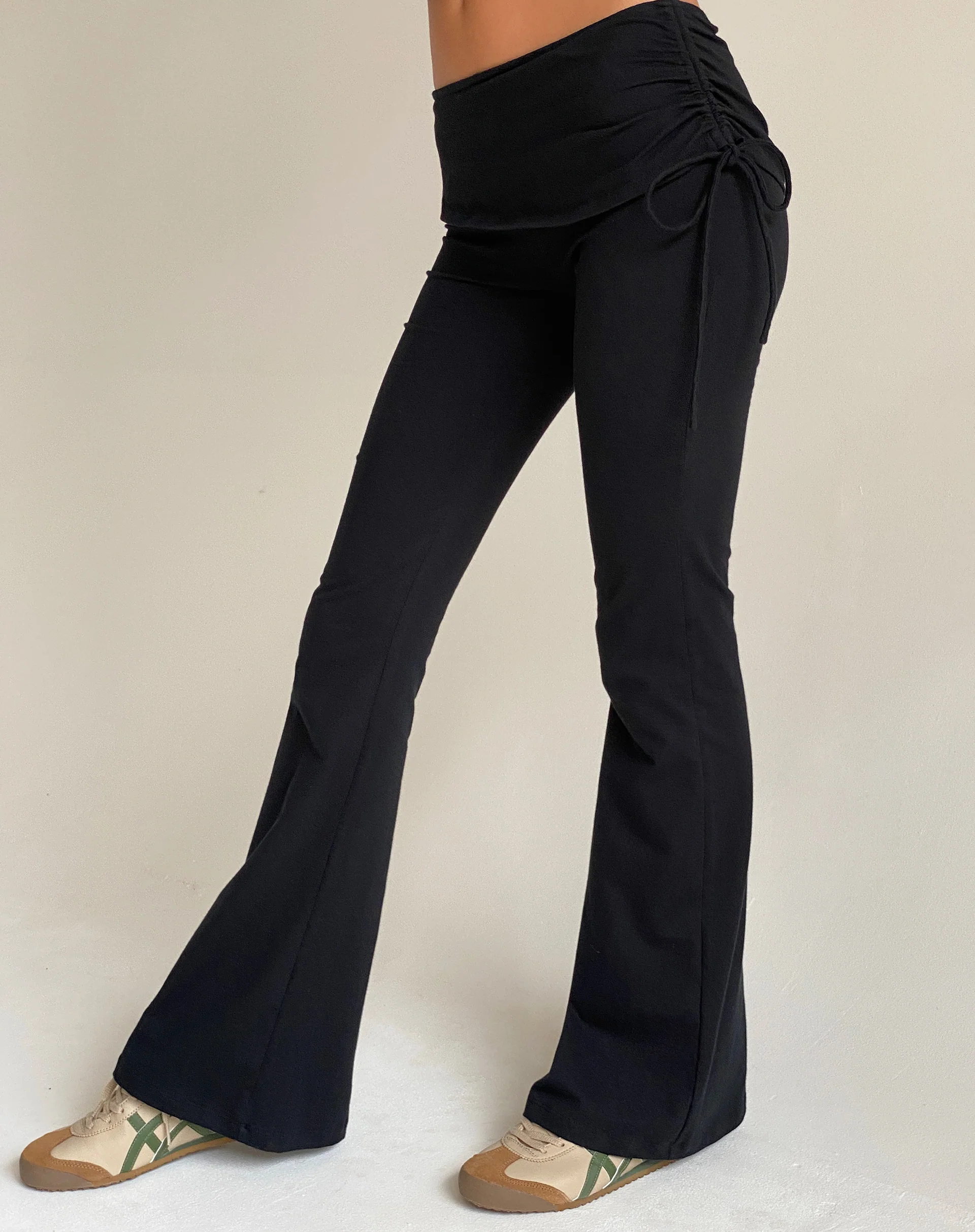 Jacie Jersey Flare Trouser in Black - Awmao