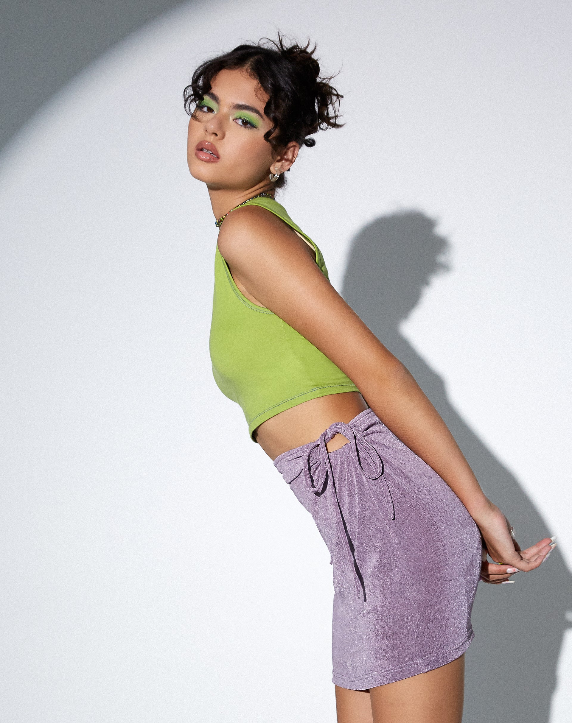 Midang Mini Skirt in Crepe Lavender - Awmao