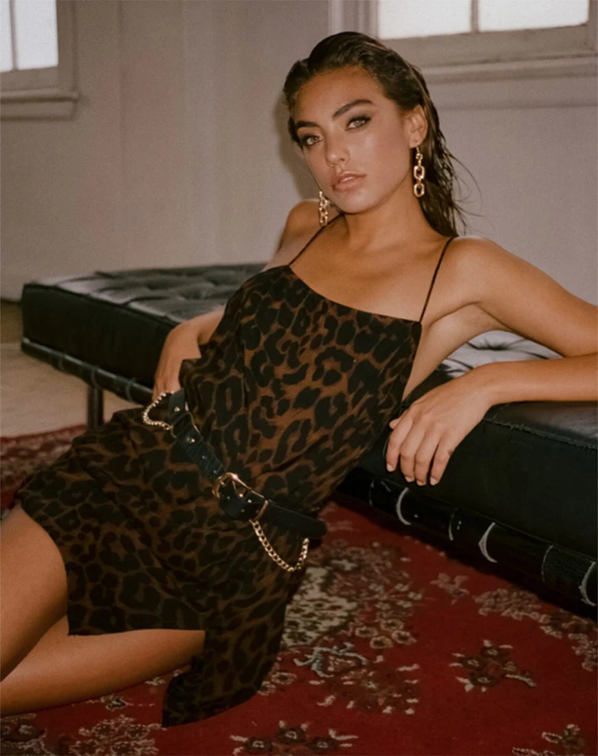 Datista Slip Dress in Oversize Jaguar Brown - Awmao