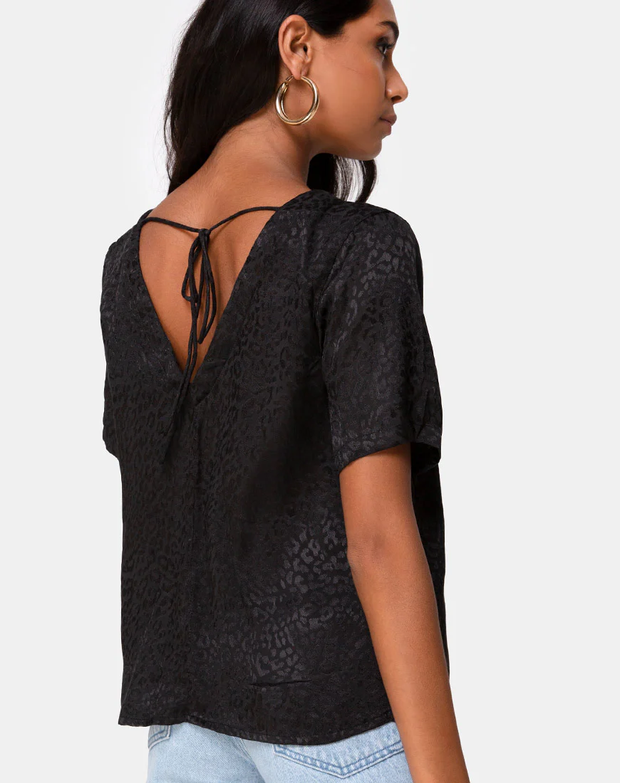 Parki Top In Satin Cheetah Black - Awmao