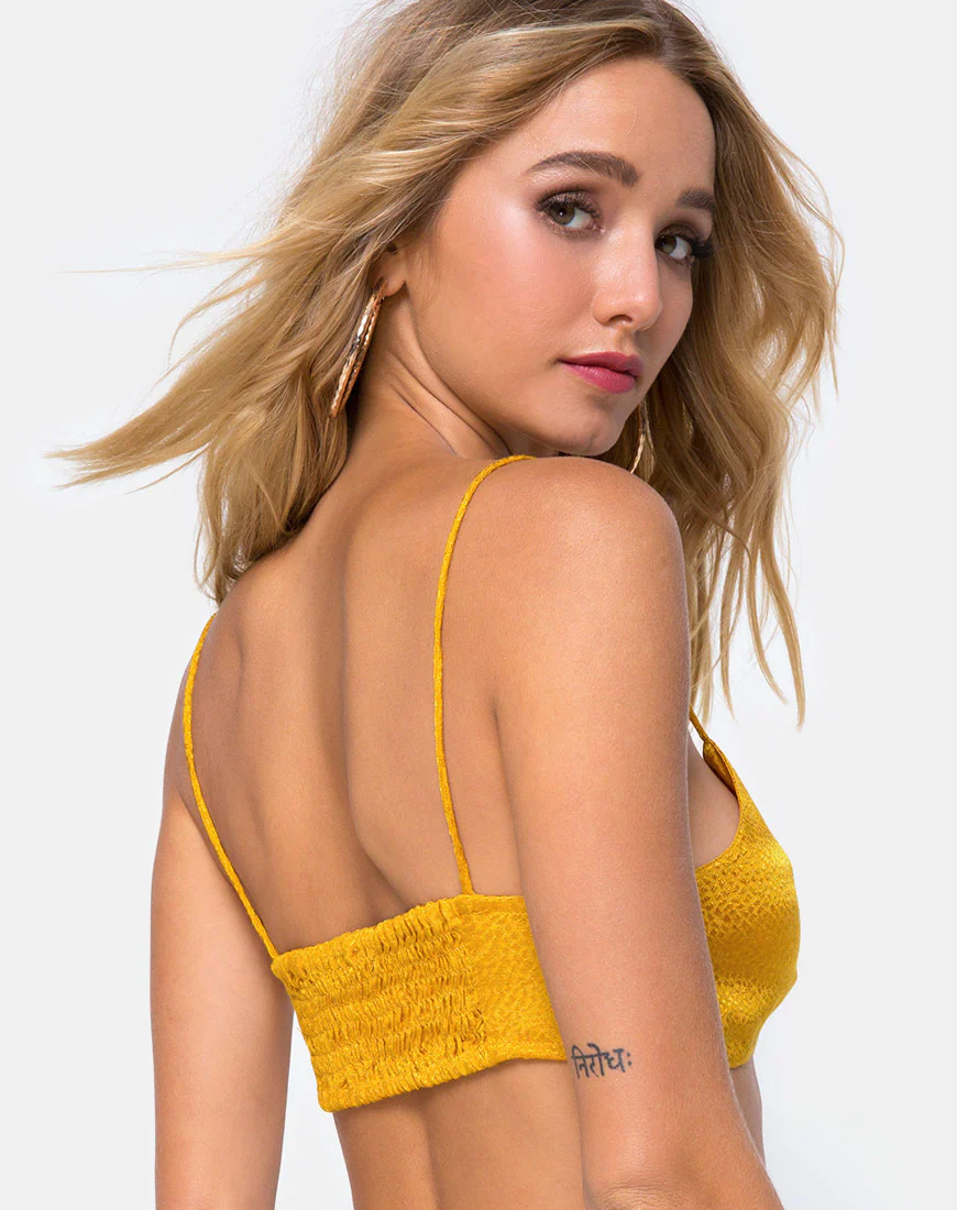Kasen Bralet in Satin Mustard - Awmao