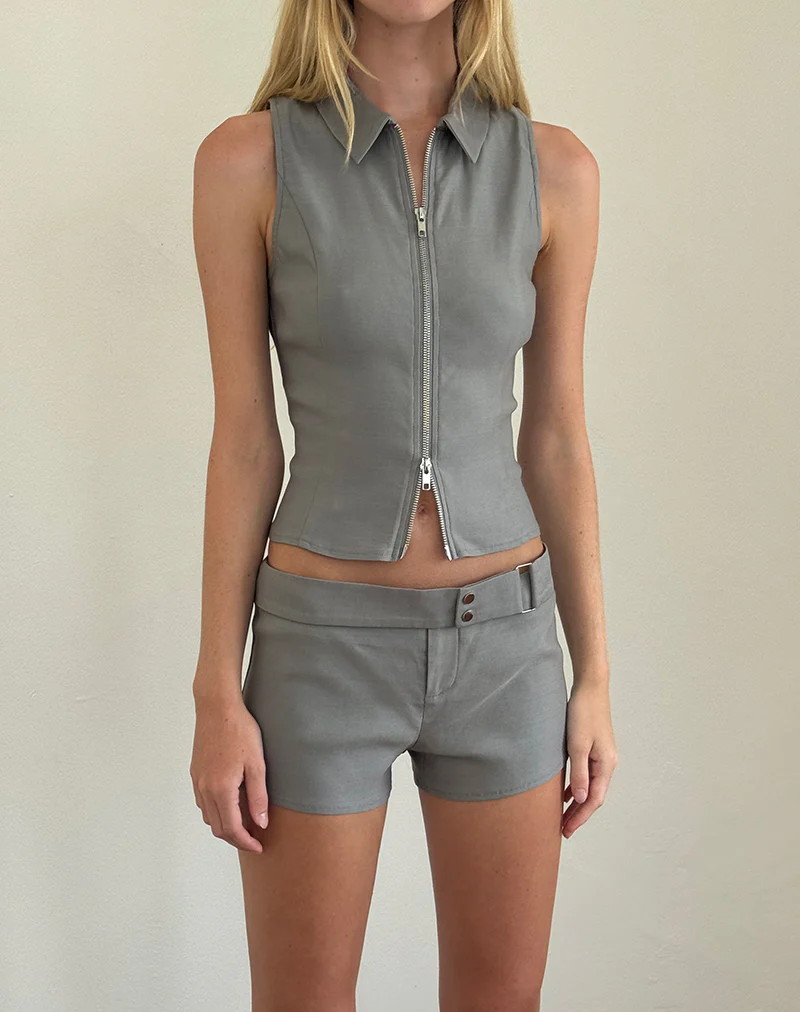 Jarli Hot Pants in Stretch Tailoring Grey - Awmao