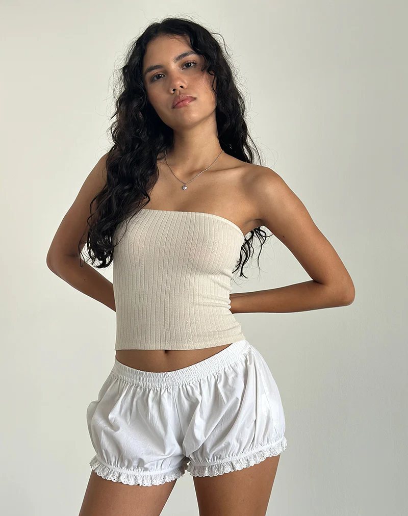 Peggy Bandeau Top in Pointelle Nude - Awmao