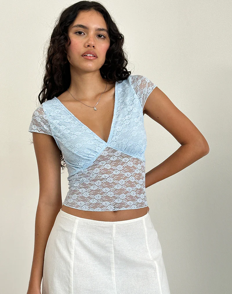Livra Top in Clover Lace Blue - Awmao
