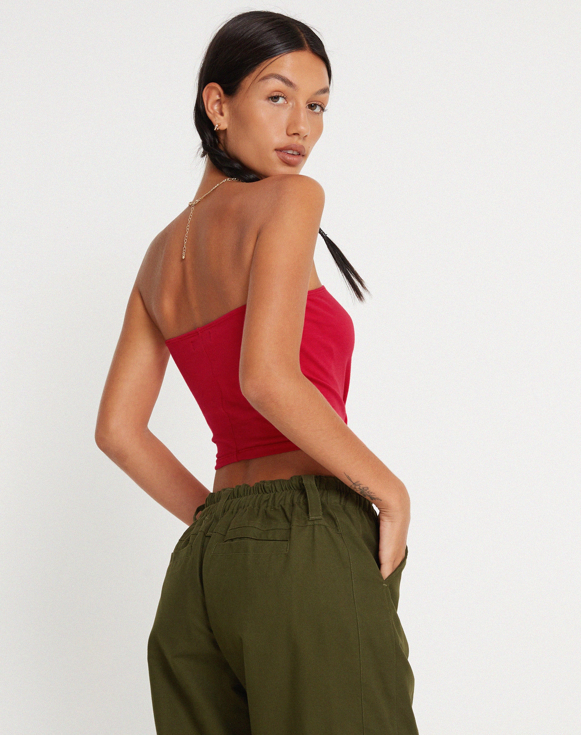 Shae Bandeau Top in Racing Red - Awmao