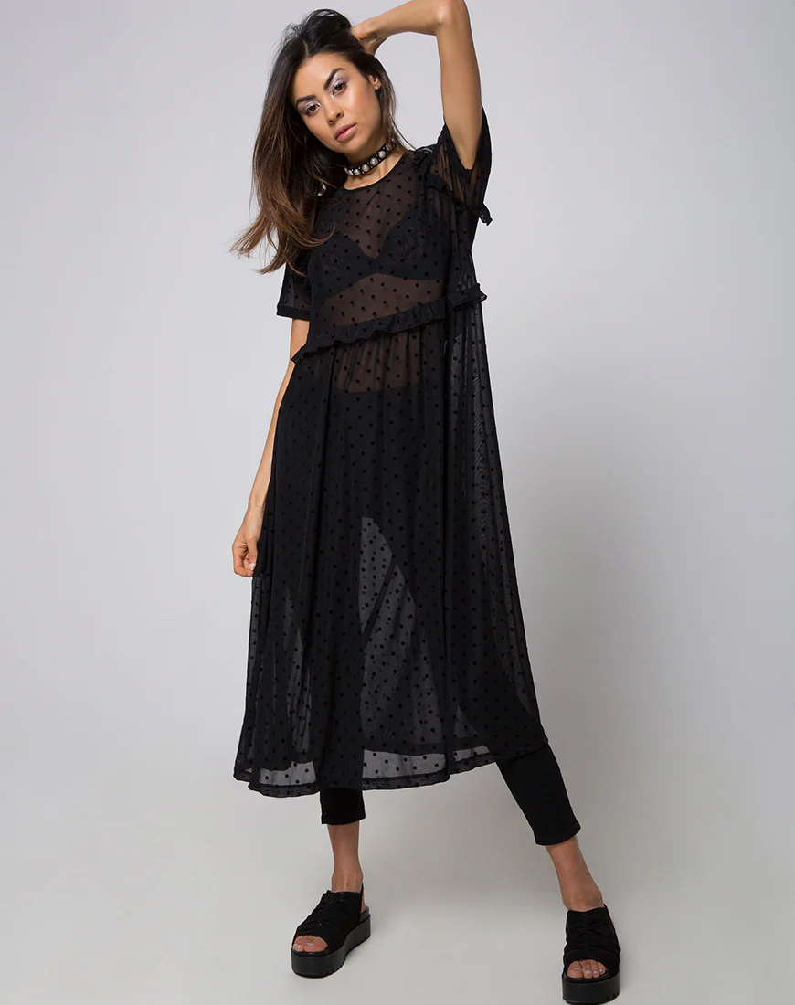 Remy Midi Dress in Polka Net black - Awmao