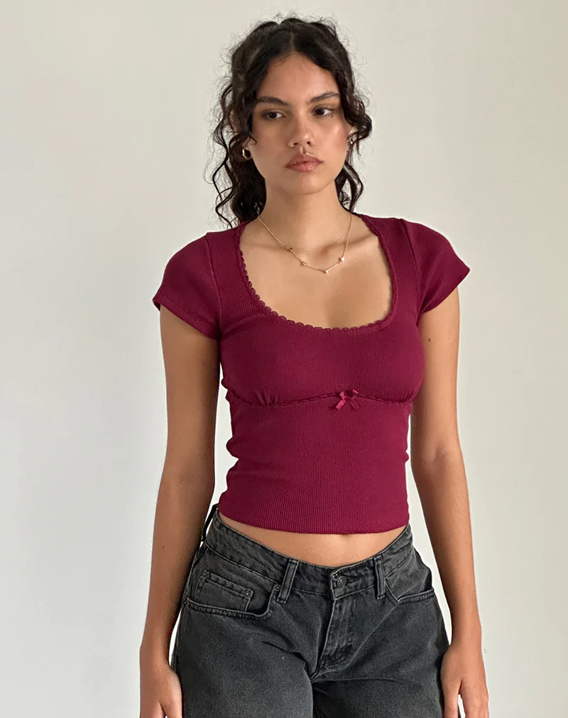 Rada Top in Rib Burgundy - Awmao