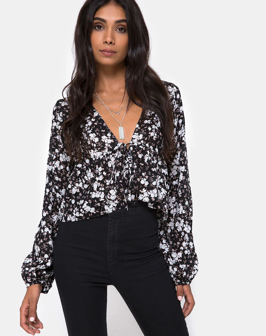 Mousye Top in Dark Wild Flower - Awmao