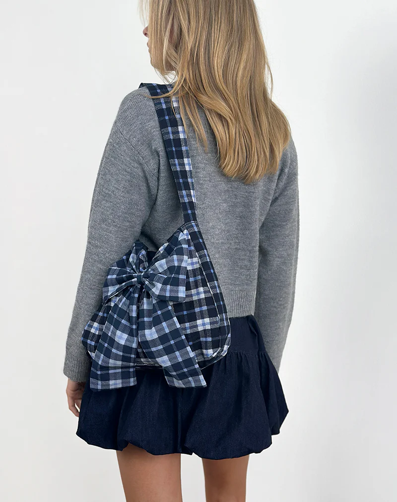 Nagi Bag in Tartan Dark Blue - Awmao