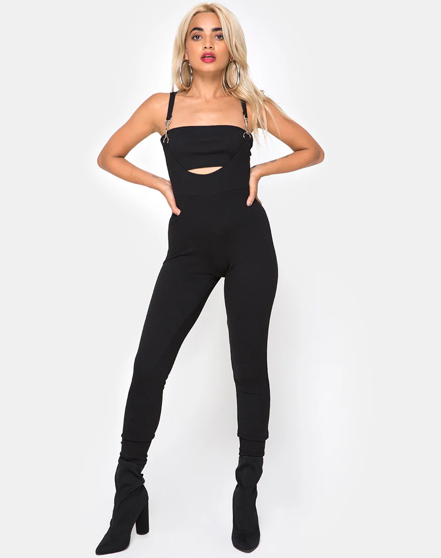 Penold Unitard in Black with Silver Hook - Awmao