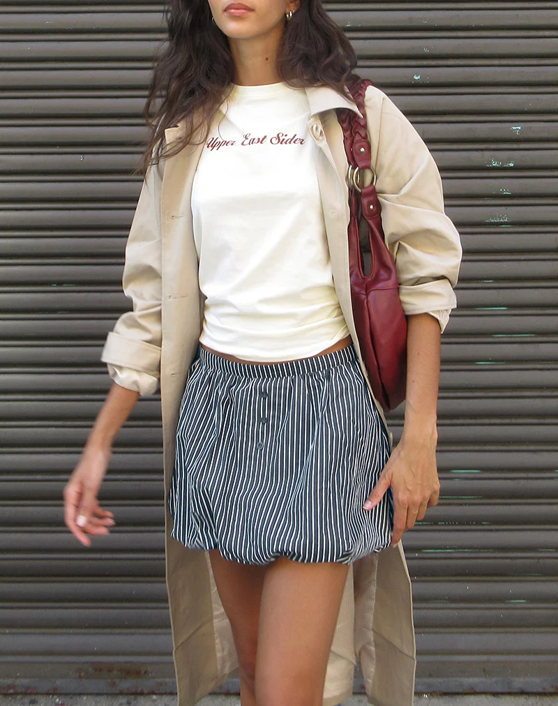 Saki Tee in Ivory with Upper East Sider Print - Awmao