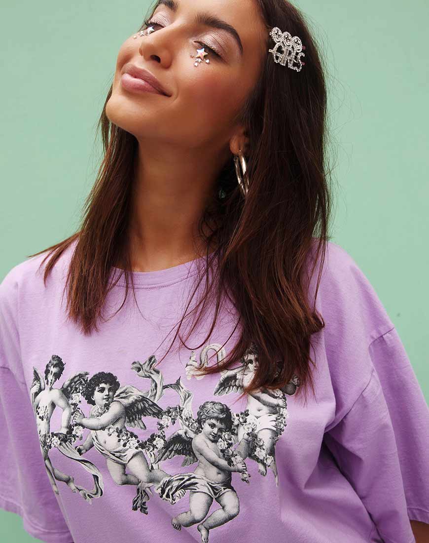 Sunny Kiss Tee in Lilac Cherub - Awmao