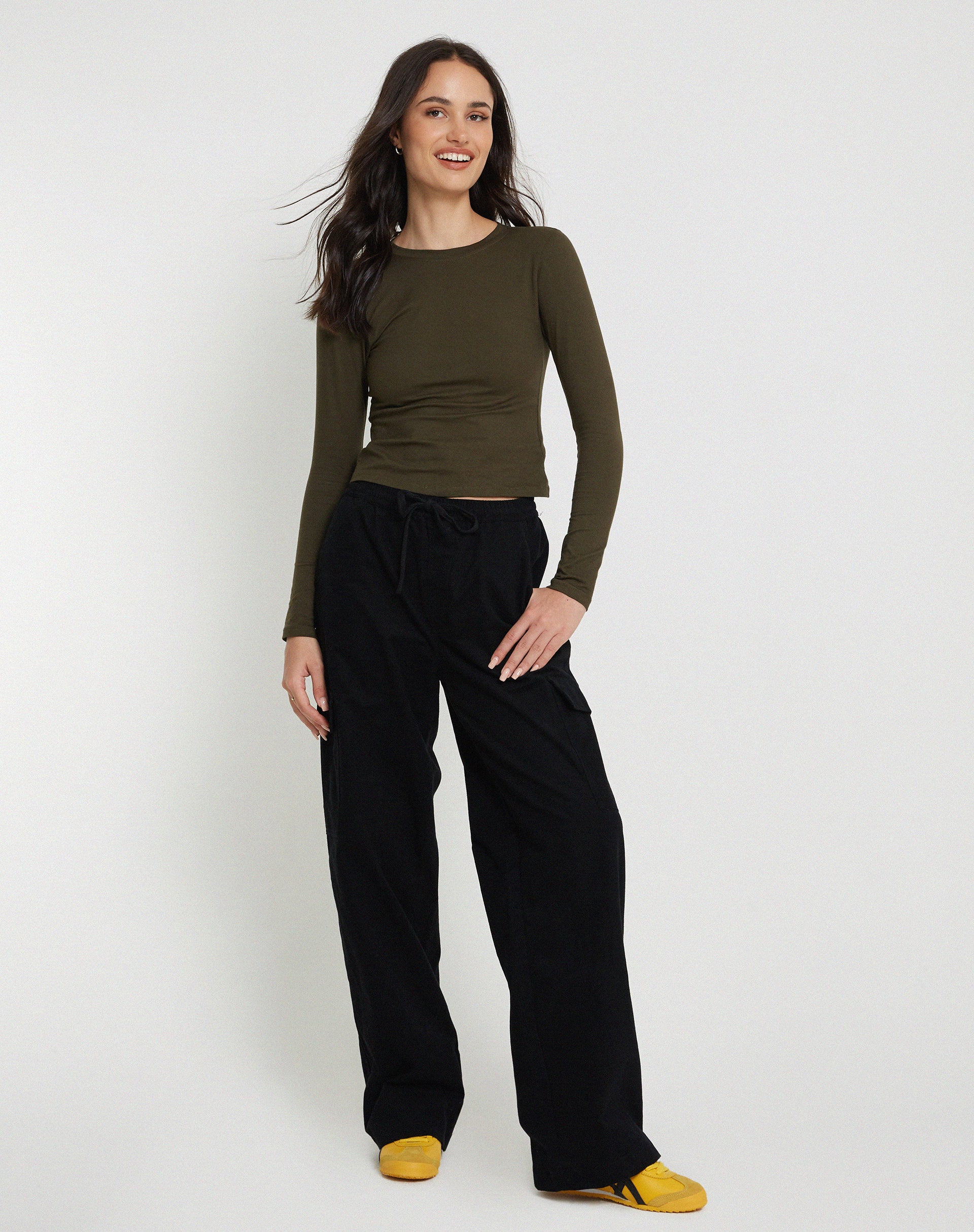 Suratmi Long Sleeve Top in Olive - Awmao