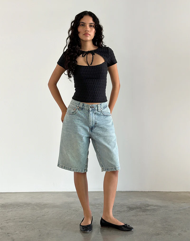 Lindsay Top in Textured Black - Awmao