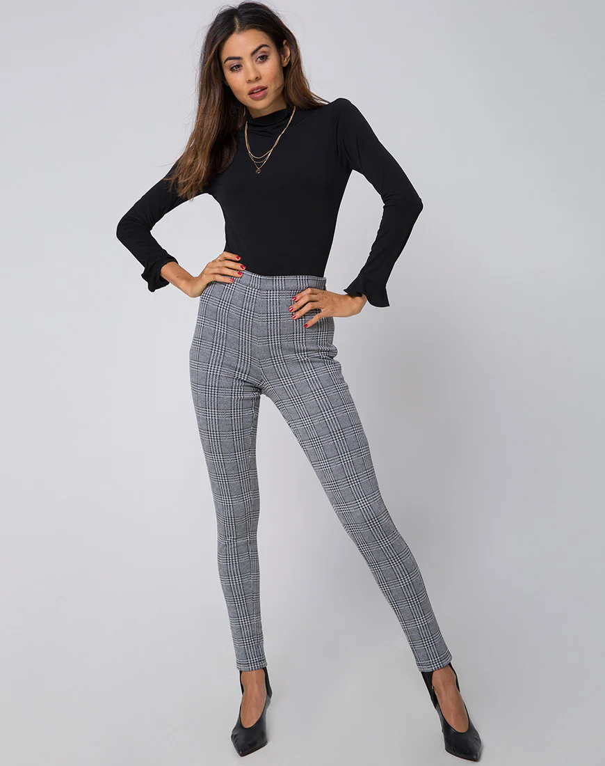 Jada Trouser in Charles Check Grey - Awmao
