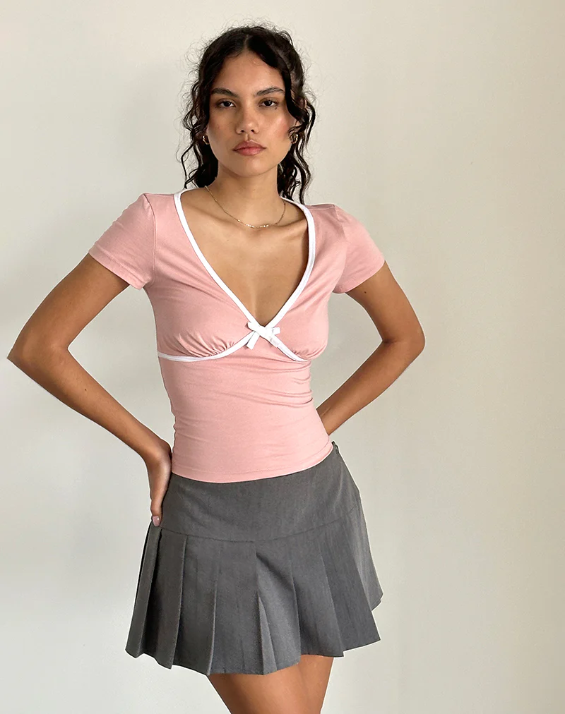Tasina Top in Pink Lady with White Binding - Awmao