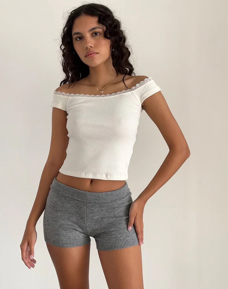 Husan Hot Pants in Knit Grey - Awmao