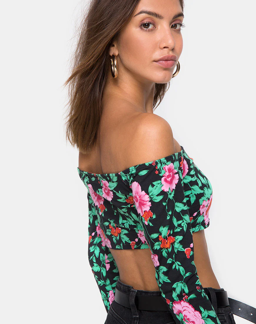 Coga Crop Top in Flower Fling - Awmao