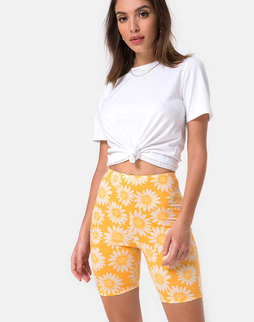 Cycle Short in Sunkissed Floral Yellow - Awmao