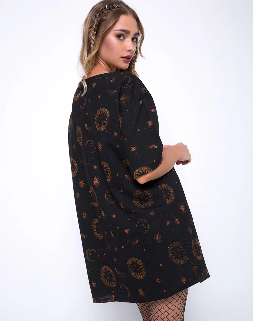 Sunjass Swing Dress in Celestial Black - Awmao