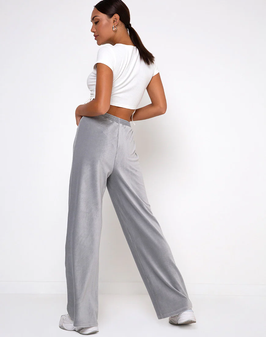 Obeli Trouser in Velvet Rib Grey - Awmao