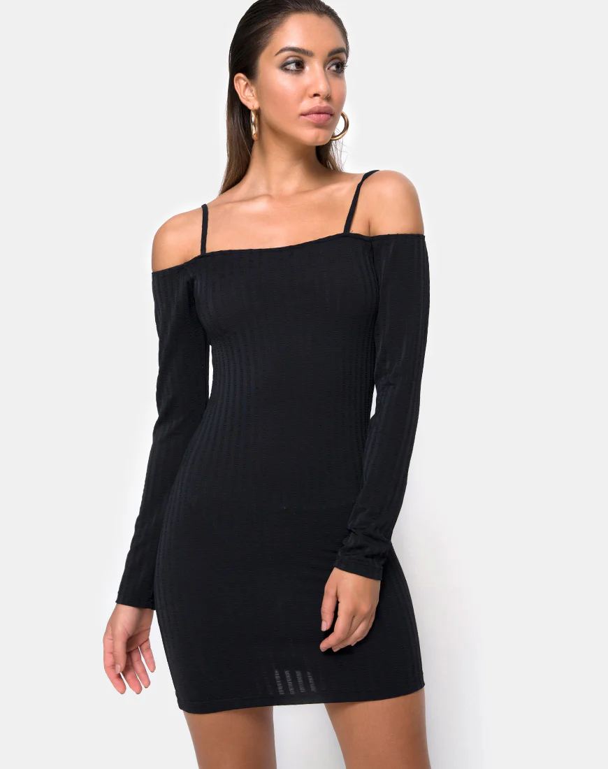 Jetty Bodycon Dress in Black - Awmao