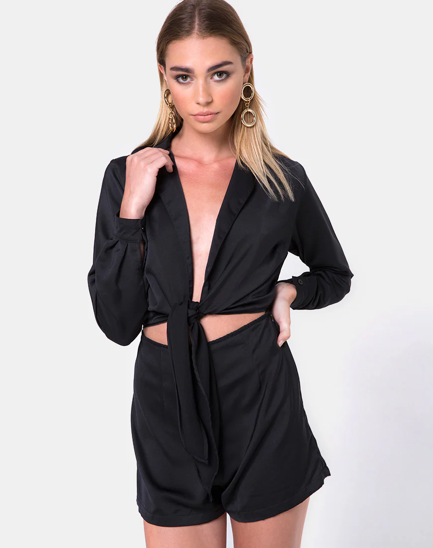 Drille Cutout playsuit in Black - Awmao