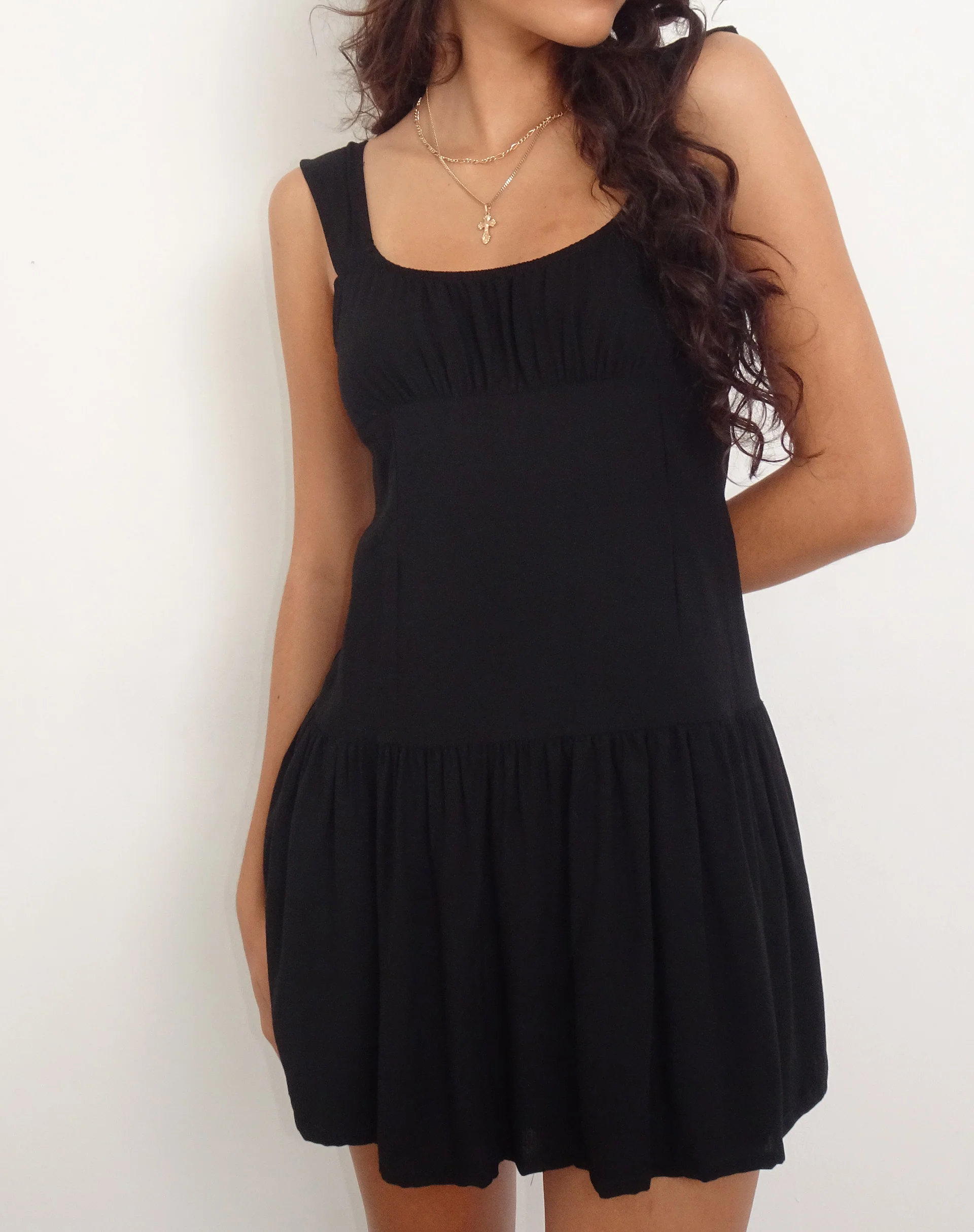 Nihao Mini Dress in Black - Awmao