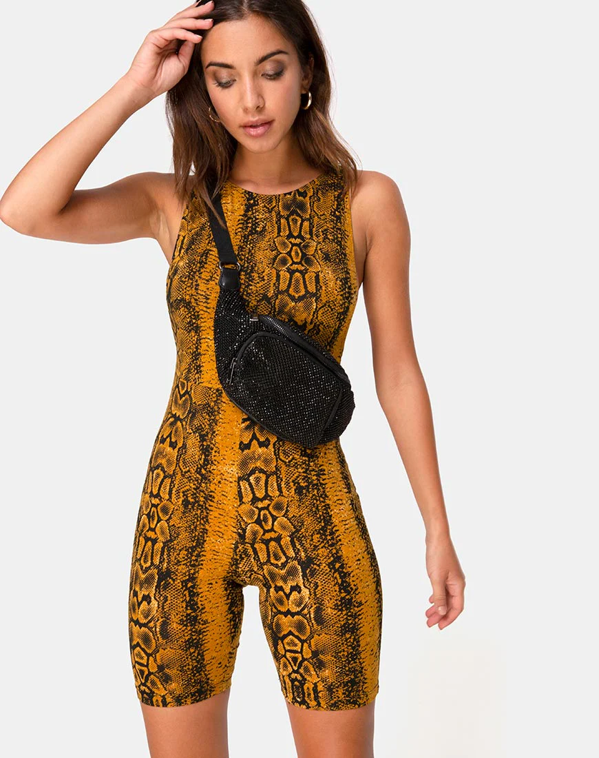 Acro Unitard in Snake Mustard - Awmao