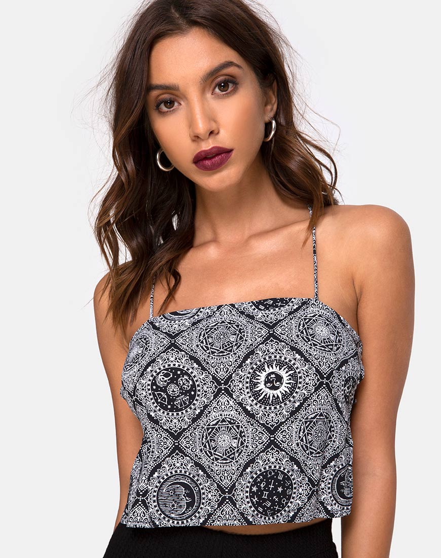 Mosley Top in Astrology Black - Awmao