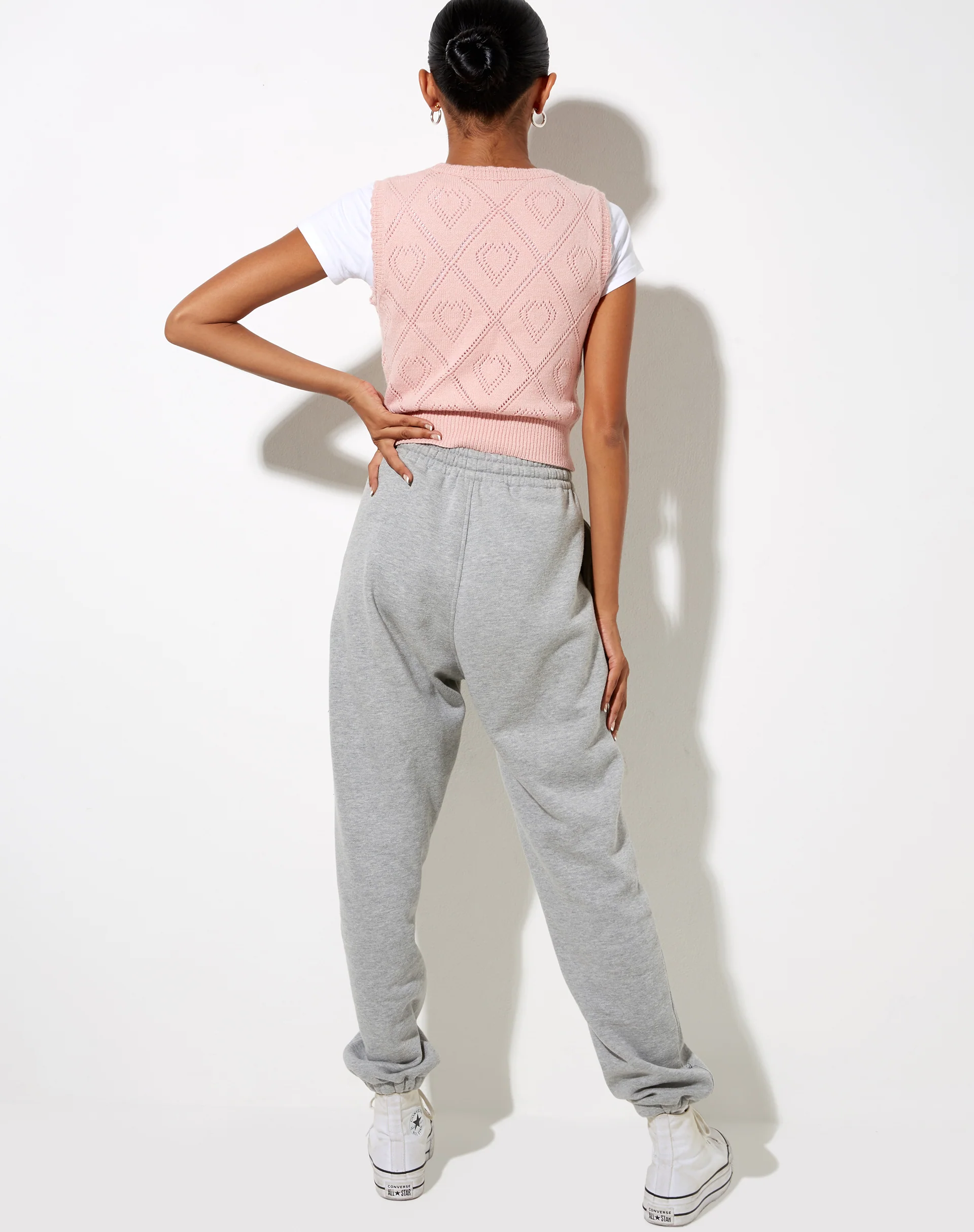 Shala Tank Top in Diamond and Heart Pink - Awmao