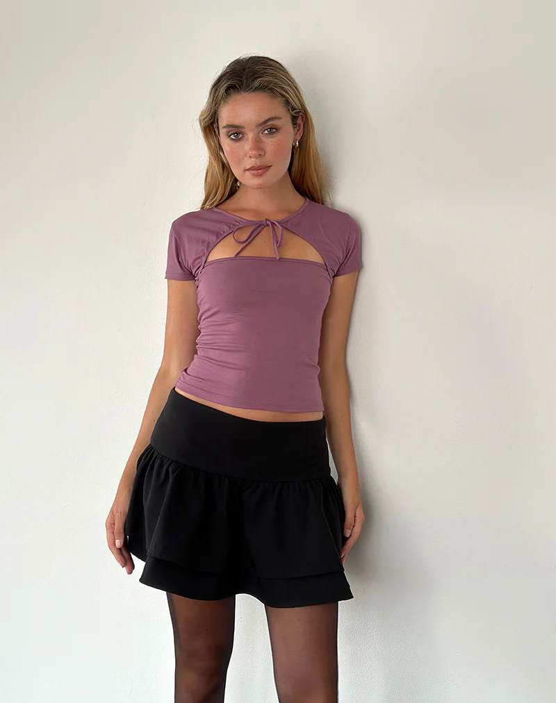 Novalie Tie Front Top in Mauve - Awmao