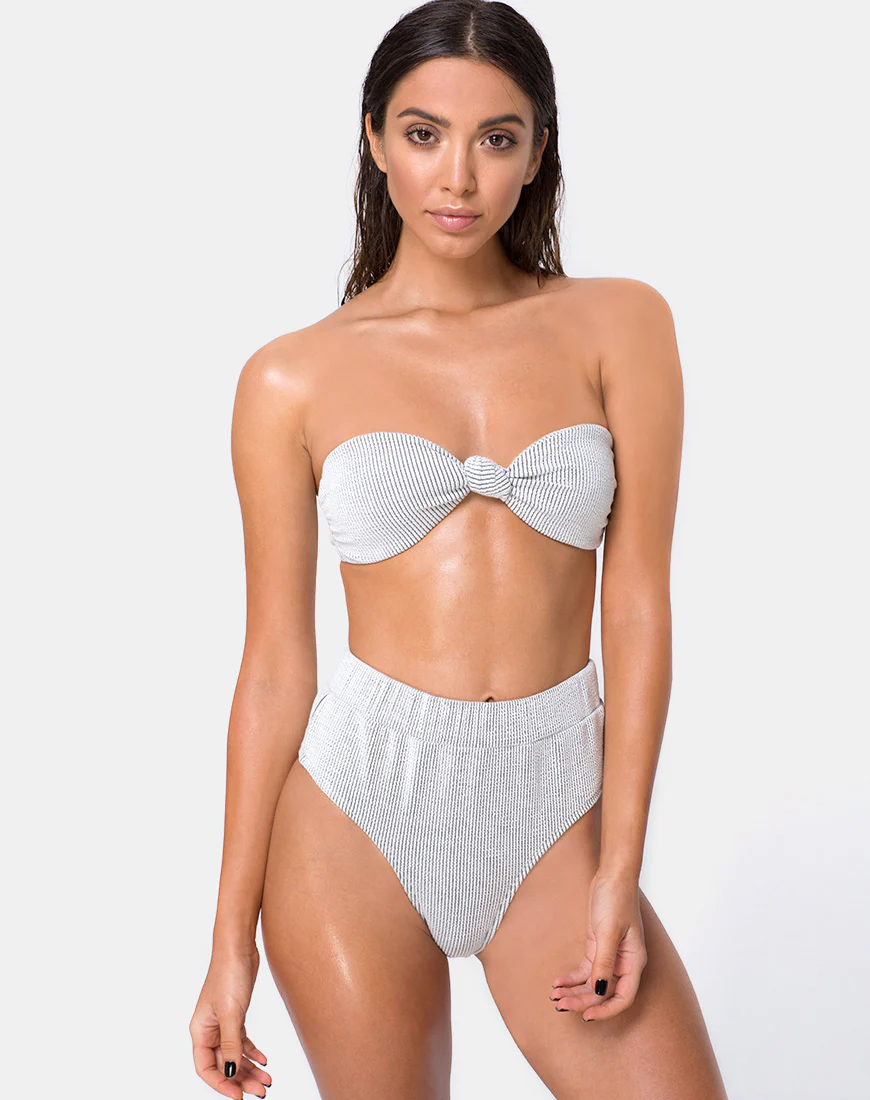 Nima Bikini Top in Crinkle Rib White - Awmao