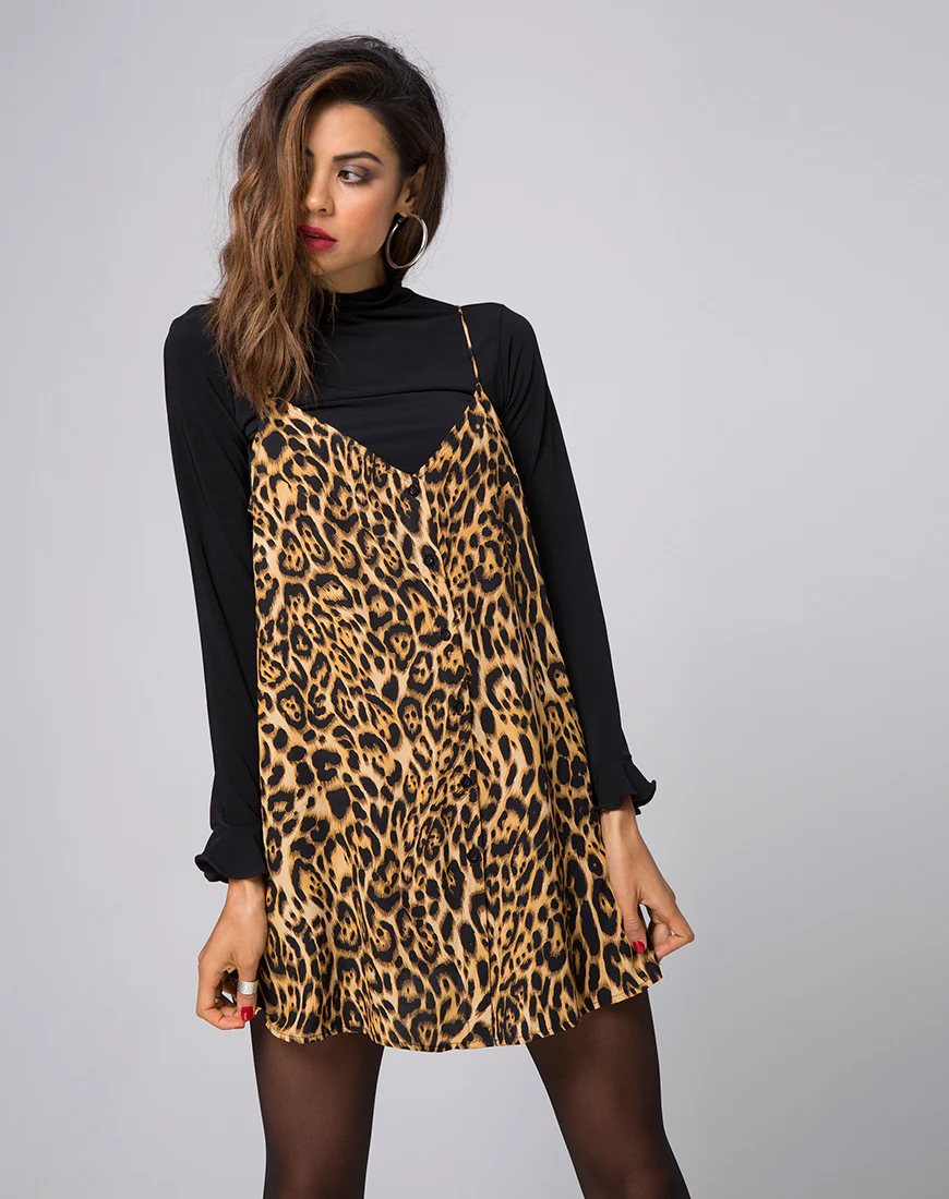 Sanna Slip Dress in Leopard - Awmao