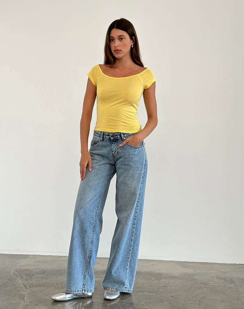 Charya Off Shoulder Top in Lemonade - Awmao