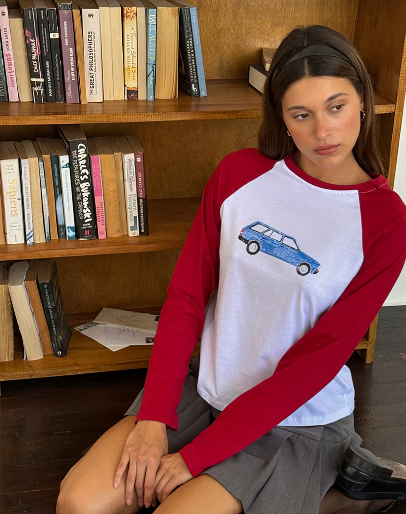 Kyiato Top in Adrenaline Red Car Print - Awmao
