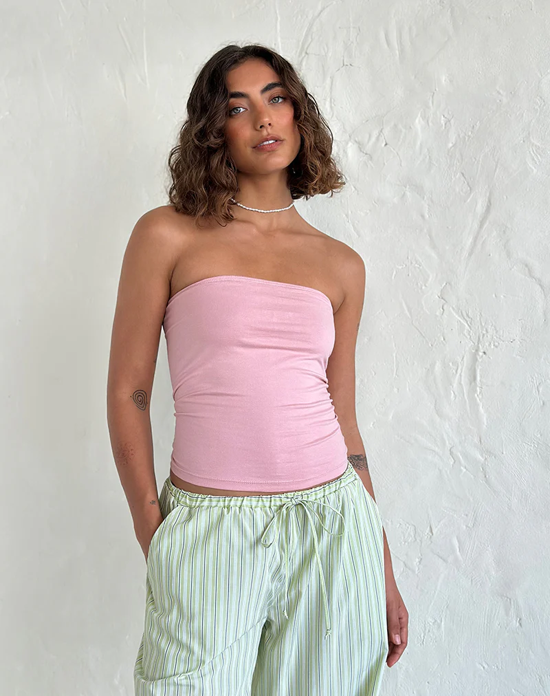 Shaelo Bandeau Top in Pink Lady - Awmao