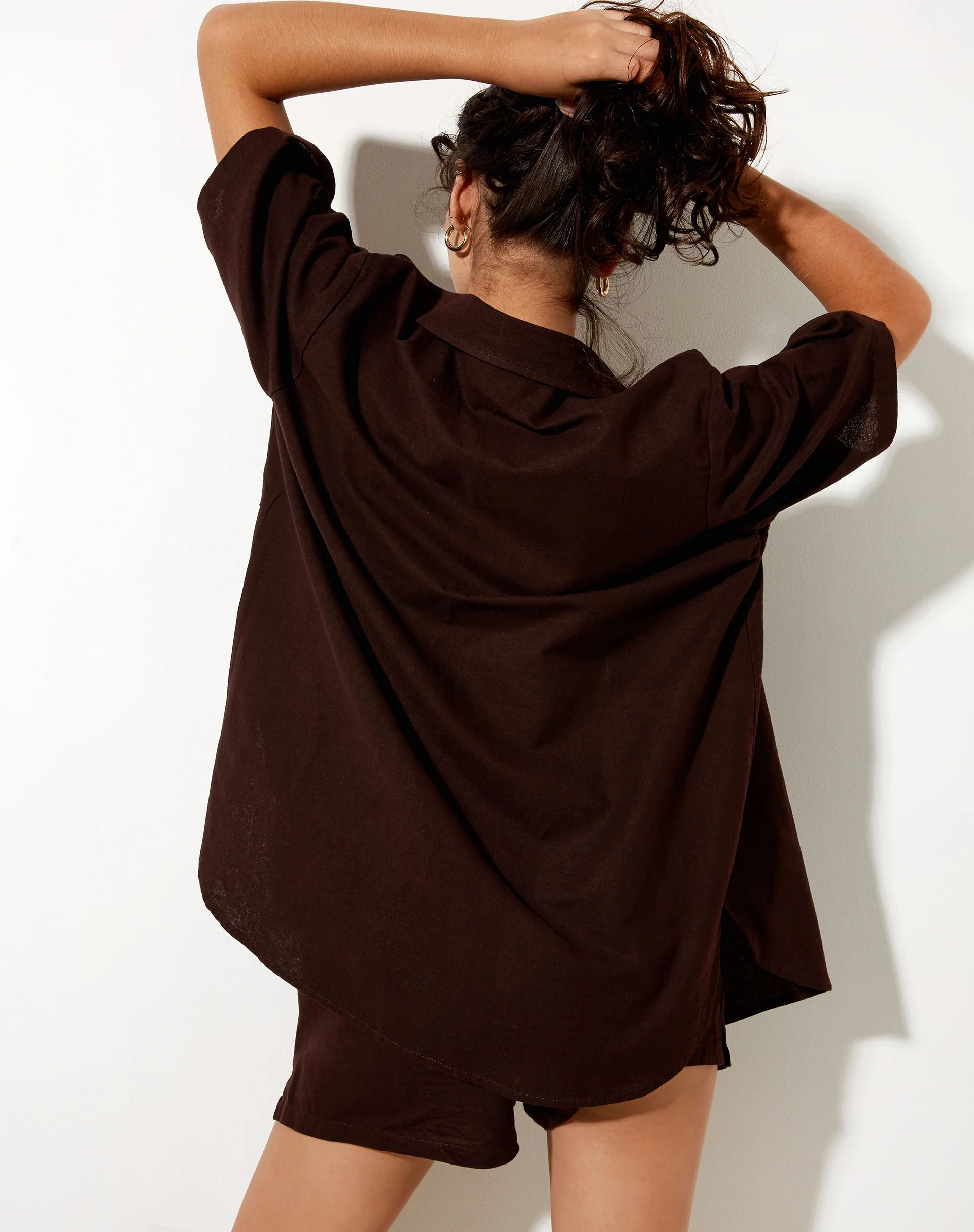 Smith Short Sleeve Shirt in Rami Bitter Chocolate - Awmao