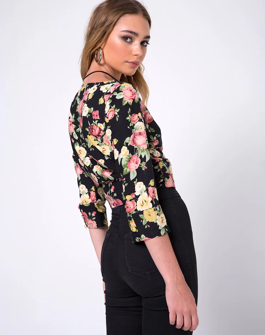 Gamthi Wrap Top in Vintage bloom - Awmao