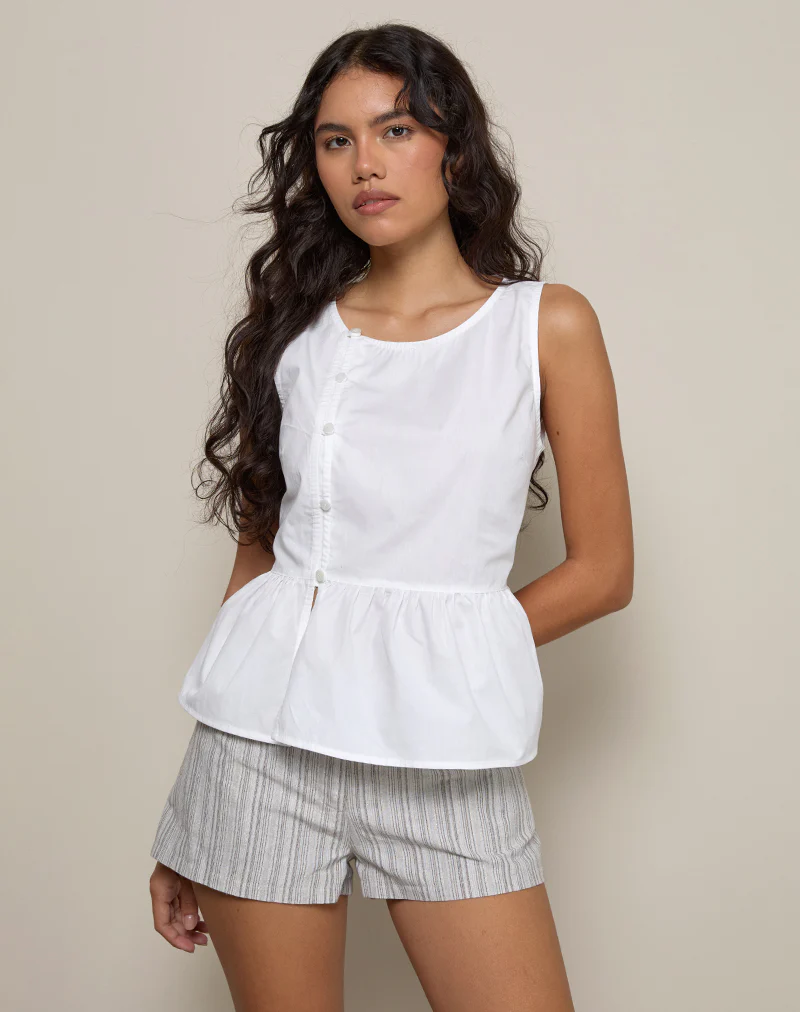 Yoko Wrap Blouse in Poplin White - Awmao