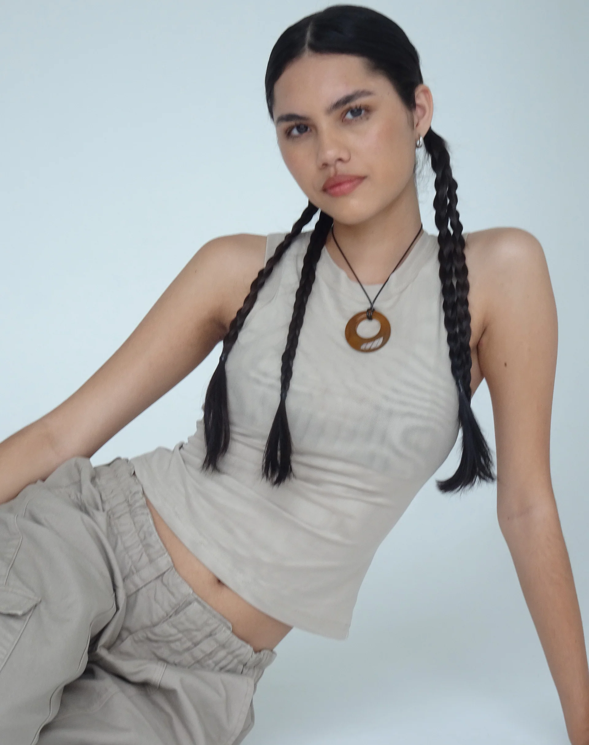 Lorde Vest Top in Mesh Neutral - Awmao