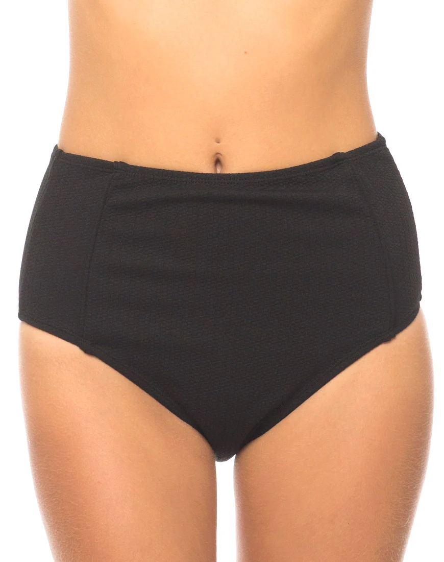 Daisy High Waisted Bikini Bottom in Black - Awmao