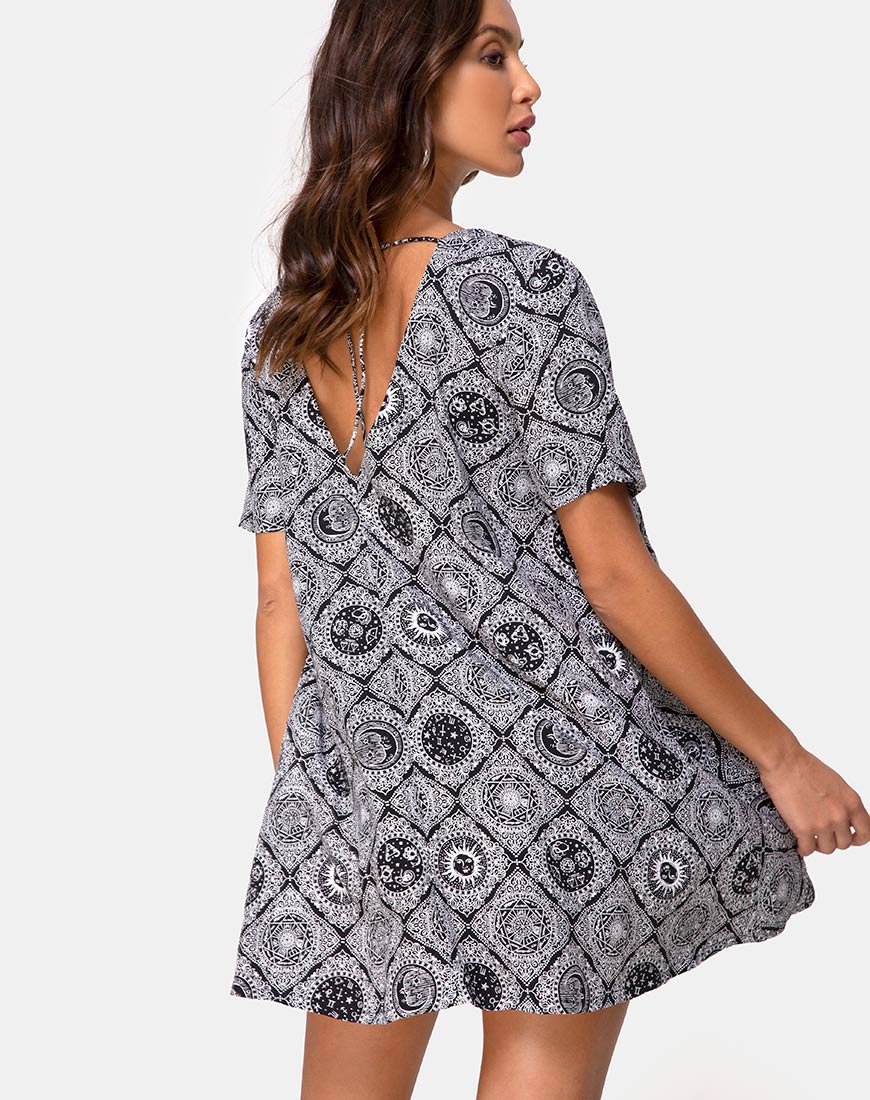 Crosena Dress in Astrology Black - Awmao