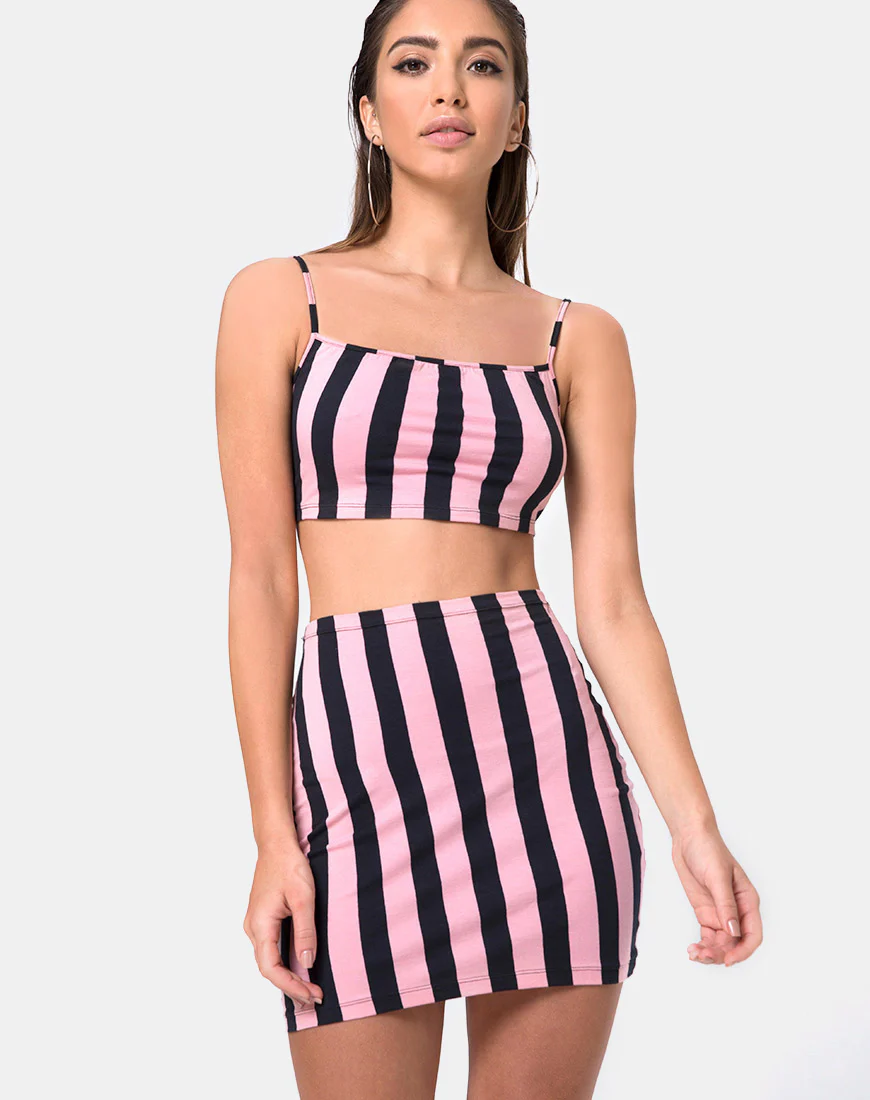 Kimmy Bodycon Skirt in Campbell Stripe - Awmao