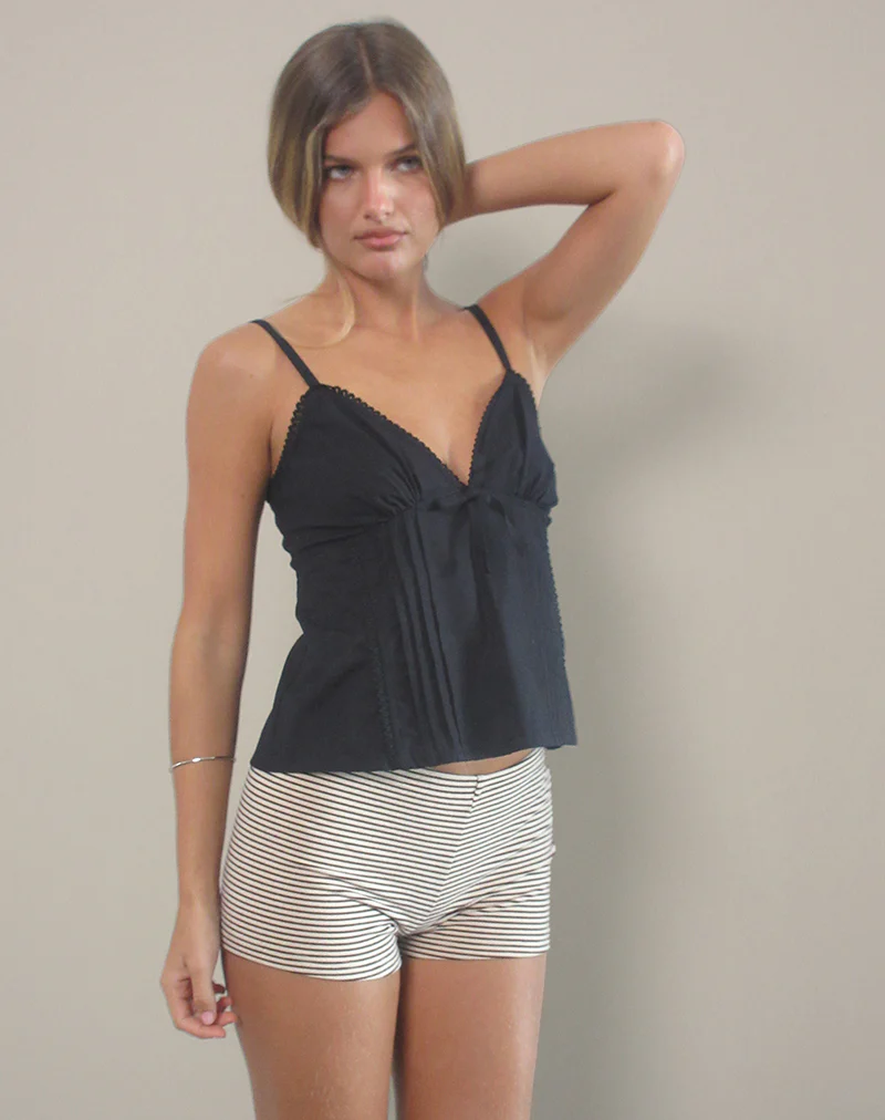 Jepuni Cami Top in Black Poplin - Awmao