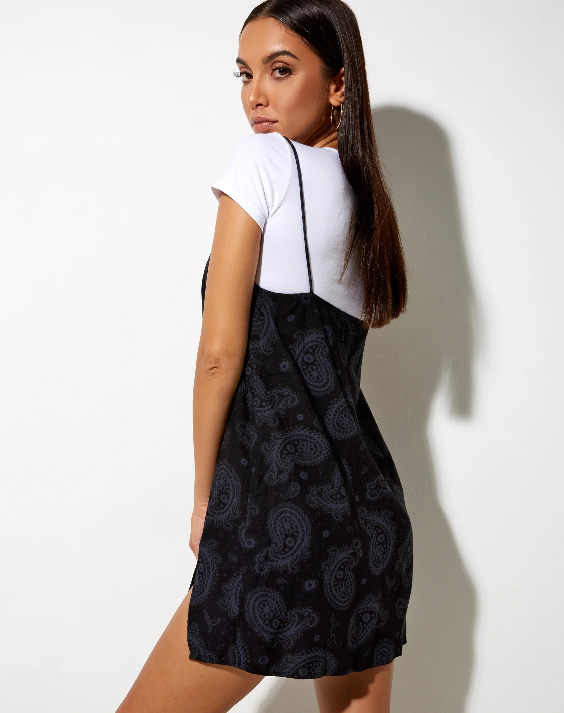 Datista Slip Dress in Persian Night Black - Awmao