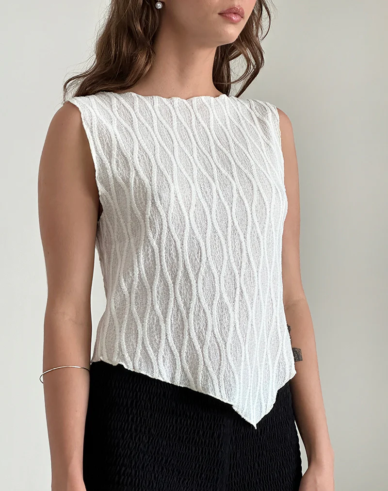 Etta Vest Top in Crinkle Ivory - Awmao